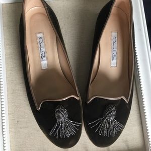 Oscar De La Renta suede tassel loafer